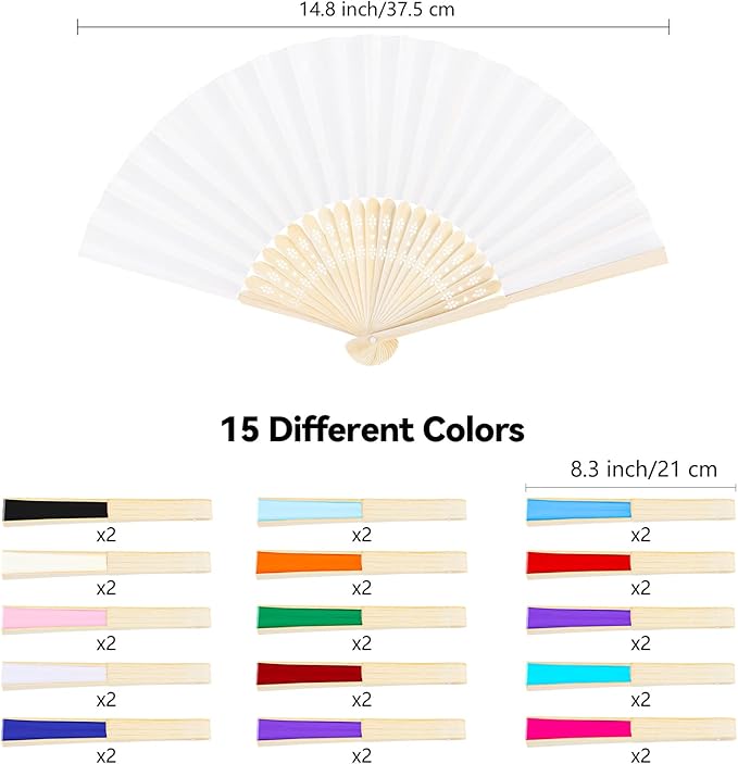 MCEAST 30-Piece Silk Folding Fans - Image 2