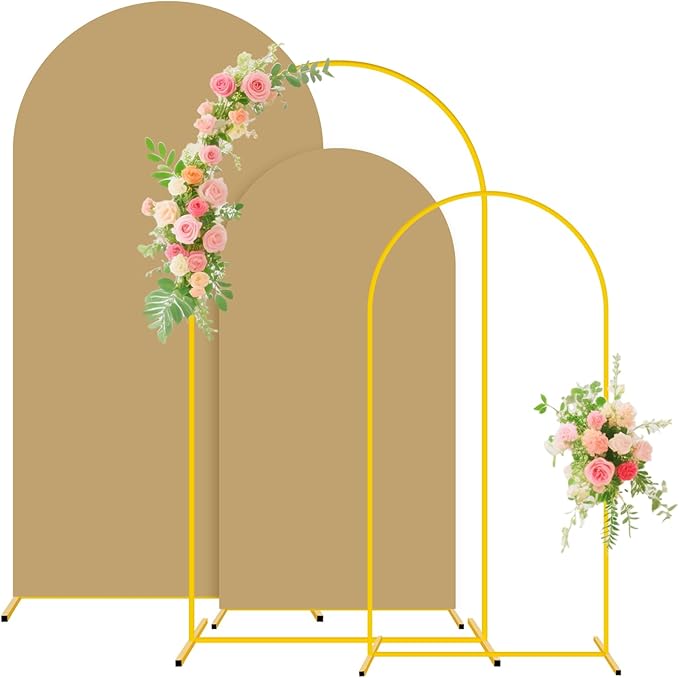 Wedding Arch Backdrop Stand and Brown Arch Cover Set 7.2FT/6FT Party Backdrop by FUHSY