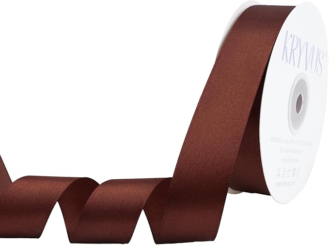 Coffee Brown Satin Ribbon 1 inch X Continuous 25 Yards, Single Face Polyester by Kryvusribbon