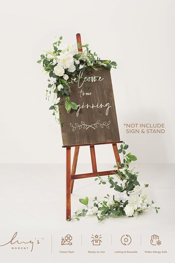 Ling's Moment 2pcs Wedding Flowers Garland Artificial Floral Swag Arch - Image 2