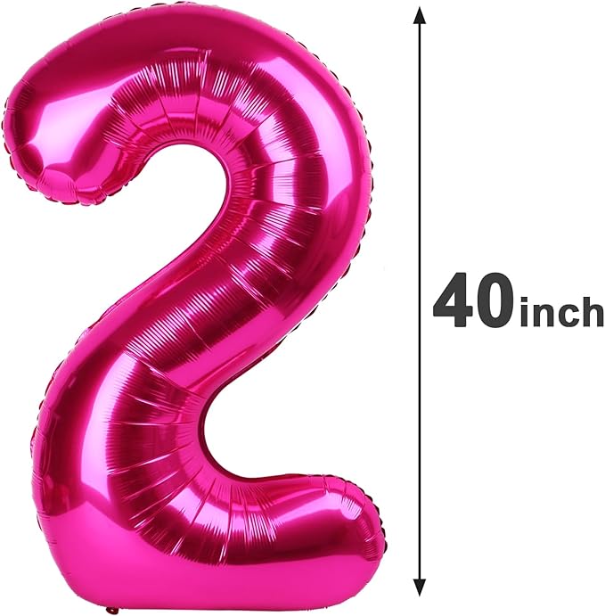 Hot Pink 40 Inch 20 Number Balloons, 20 Decorations - Image 2