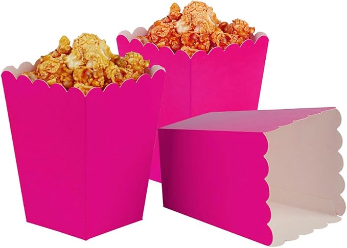 Hot Pink Popcorn Boxes Mini Pack of 12, Paper Popcorn Container by AimtoHome