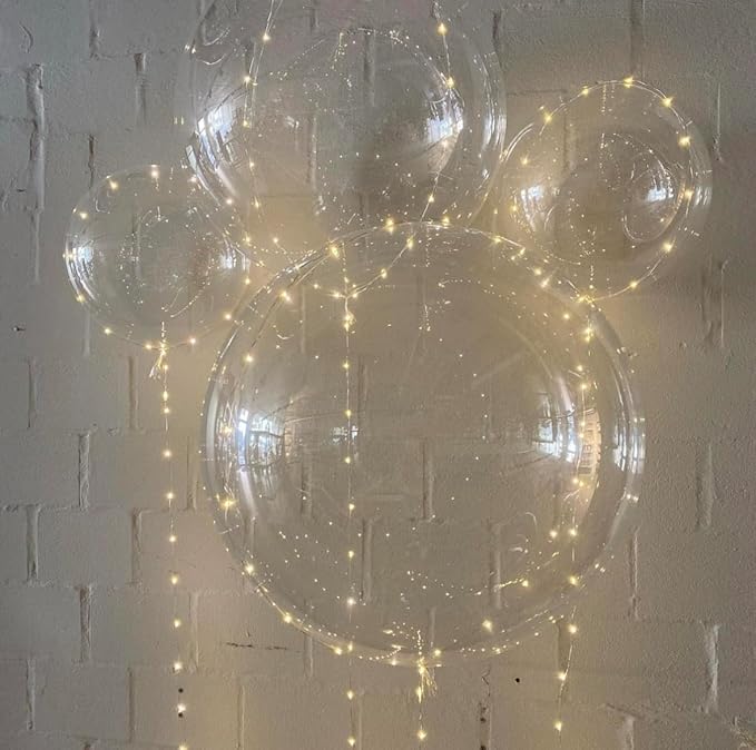 Warm White Led Balloons 6set Light up Balloons Clear Bobo Balloons - Image 6