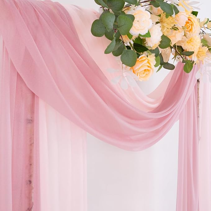 Socomi Wedding Arch Draping Fabric 29" x 20Ft 2 Panels Dusty Rose and Blush - Image 5