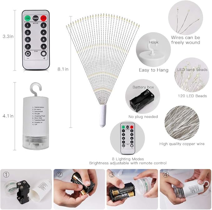 Admitrack String Lights Christmas Lights, 198 LED 8 Modes Dimmable - Image 6