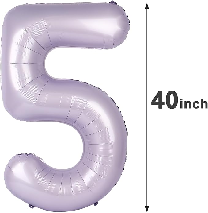 Lilac 40 Inch Large Number 5 Birthday Balloon, Five 5th 15 25 35 50 55 Birthday - Image 2
