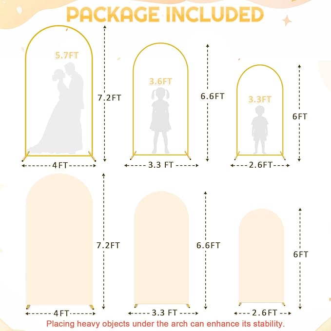 Wedding Arch Backdrop Stand and Beige Arch Cover Set of 3 Metal Arch Stand - Image 4