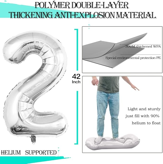 GOER Number 20 Balloons for 20th Birthday Party Decorations, 42 Inch Jumbo Foil - Image 2