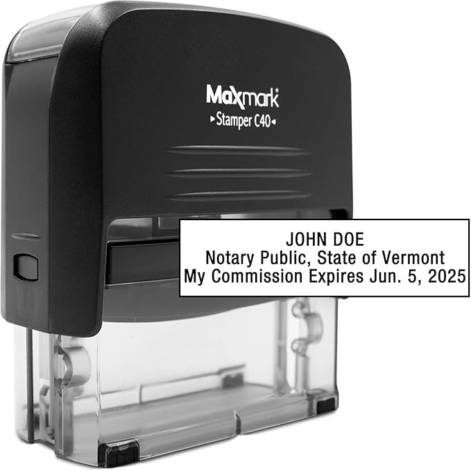 MaxMark Notary Stamp for State of Vermont- Self Inking Stamp - Image 2