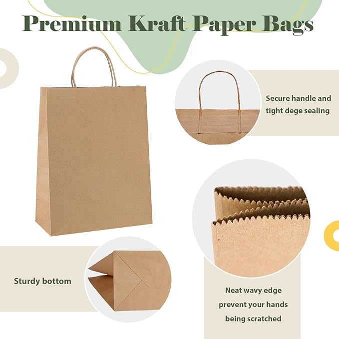 GSSUSA Brown Kraft Paper Gift Bag - Image 3