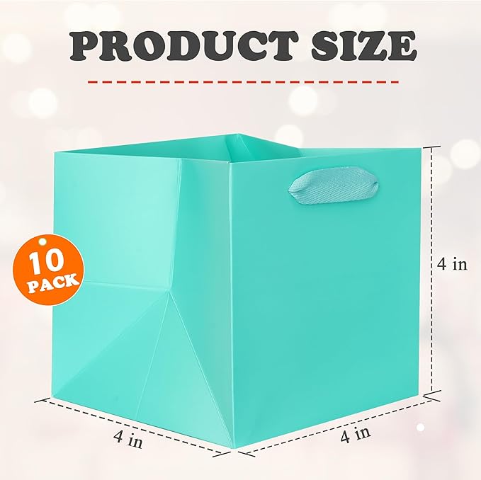 ADIDO EVA Teal Blue Square Gift Bags Mini Small Size Turquoise Square Bottom - Image 2