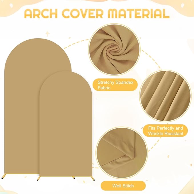 Wedding Arch Backdrop Stand and Brown Arch Cover Set 7.2FT/6FT Party Backdrop - Image 6