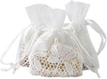 Petunny 6Pcs White Lace Drawstring Bags, Cotton Drawstring Gift Bags by Petunny