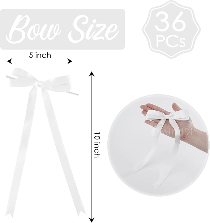 AIMUDI White Bows 5 × 10" Satin Bows - Image 2