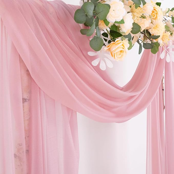 Socomi Wedding Arch Draping Fabric 29" x 20Ft 1 Panel Dusty Rose Sheer Outdoor - Image 4