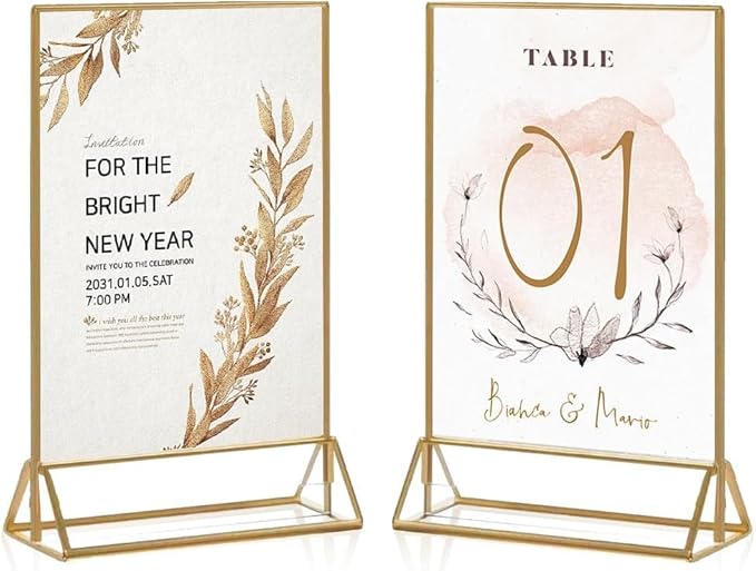 24 Pack Gold Acrylic Sign Holder, Picture Frames Wedding Double Sided Display - Image 5