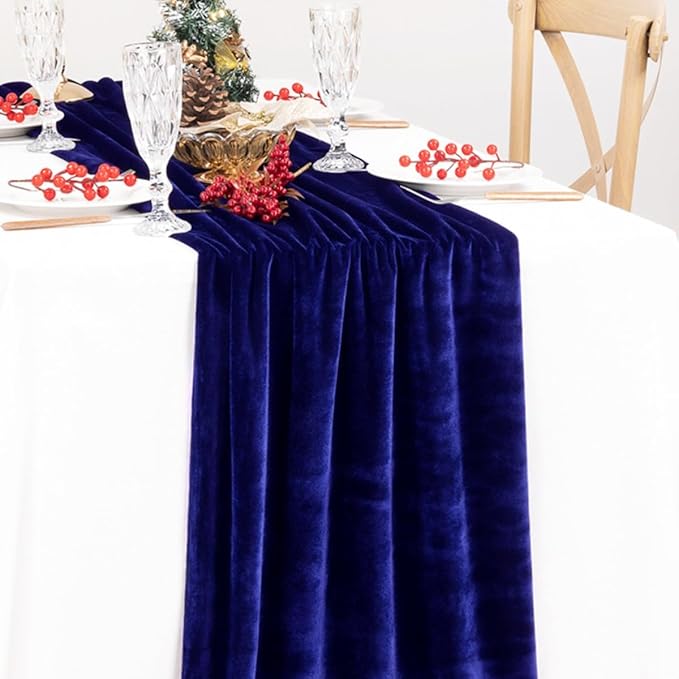 MLMC 2 Pack Royal Blue Velvet Table Runner 10ft Glossy Luxury Velvet Cotton - Image 5