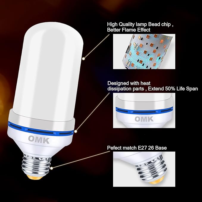OMK - LED Christmas Decorations Flame Effect Light Bulbs - Upgraded 4 Modes - Image 7