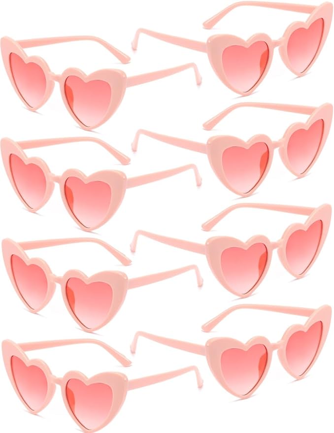 8 Pack Heart Sunglasses Vintage Cat Eye Heart Glasses Retro Bachelorette Bride by Ricawa