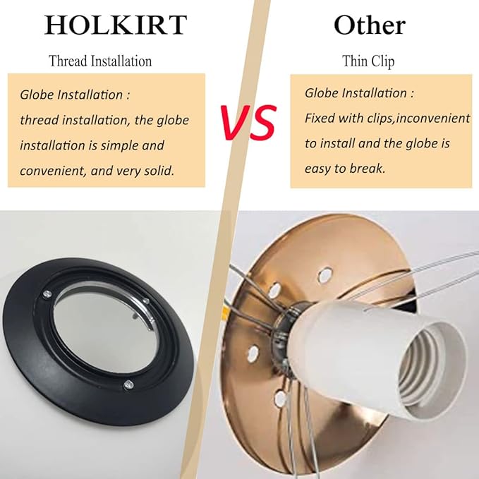 HOLKIRT Mid Century Semi Flush Mount Ceiling Light Black Globe Ceiling Light - Image 7