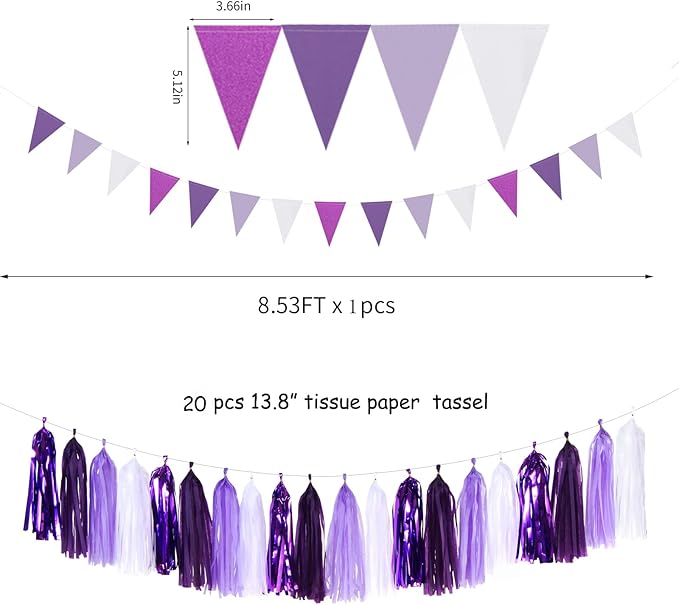 Purple White Lavender Party-Decorations Streamers - Image 3