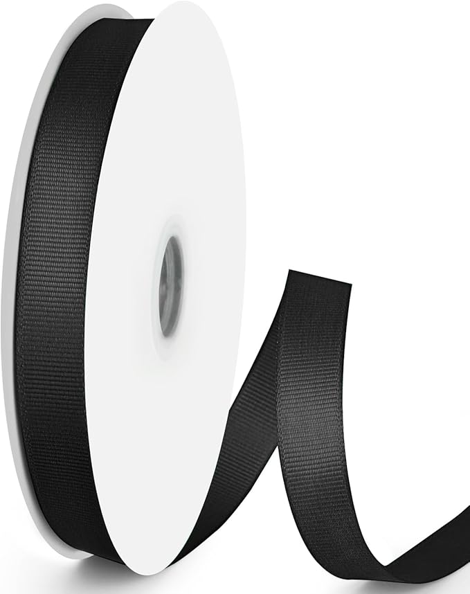 50 Yards 5/8 inch Grosgrain Ribbon, Solid Color Fabric Ribbon Perfect by VISPAD