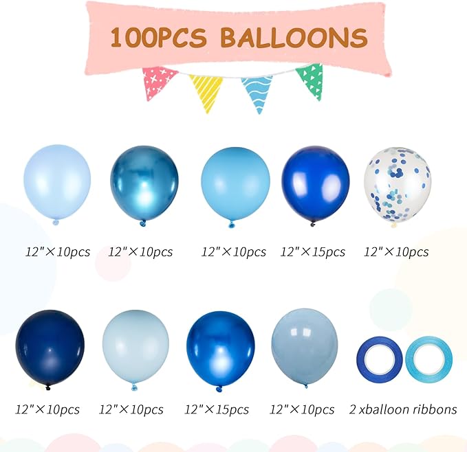 100pcs Blue Balloons - Image 2