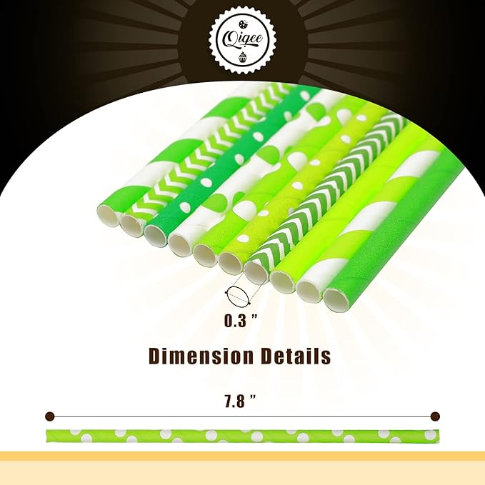 Green Paper Straws for Drinking Green Disposable Straws 150pcs Disposable - Image 5