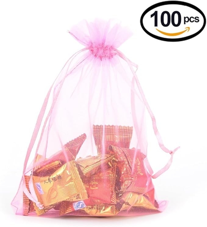 Wudygirl 100pcs Sheer Pink 5''X7 Organza Bags - Image 3