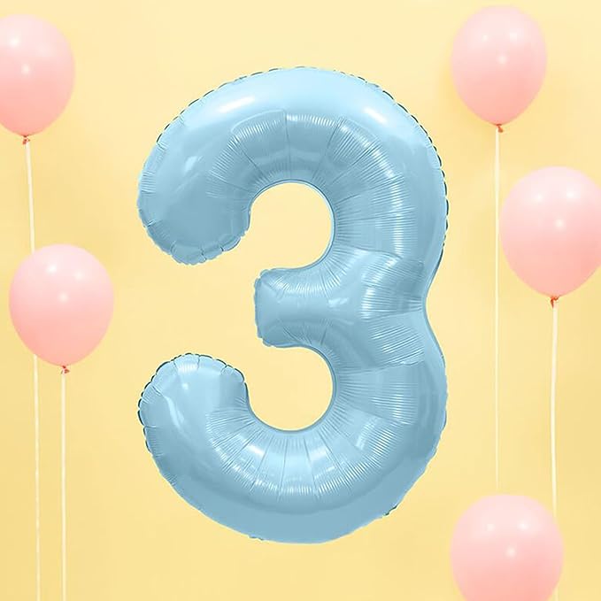 40 Inch Blue Large 0-9 Numbers Balloons, Digit 3 Helium Balloons, 3rd Year Old - Image 4