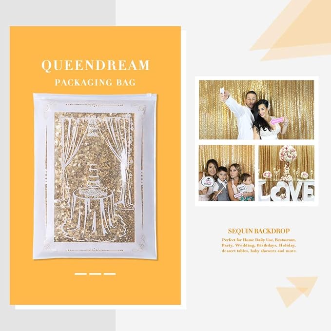 8ft x 8ft Gold Sequin Backdrop Curtain Glitter Photo Booth Backdrop - Image 7