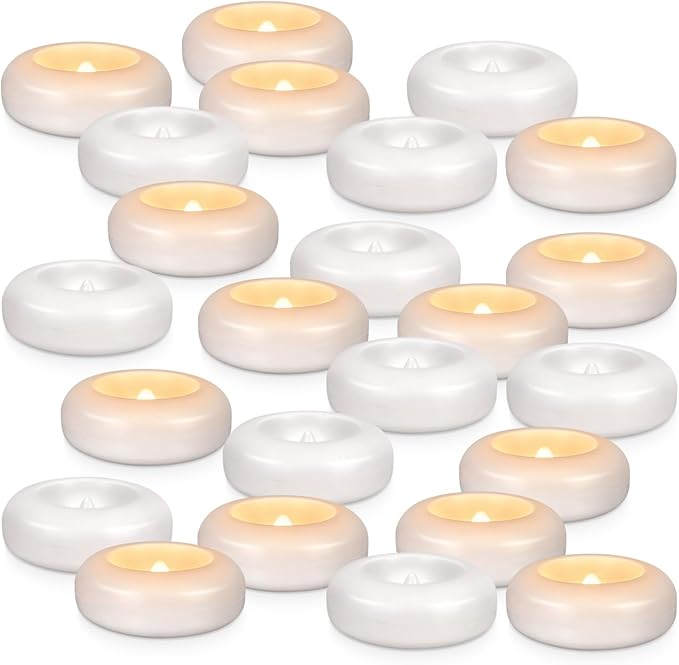 24Pack Waterproof Flameless Floating Tealights, 120+Hour Warm White Battery - Image 6