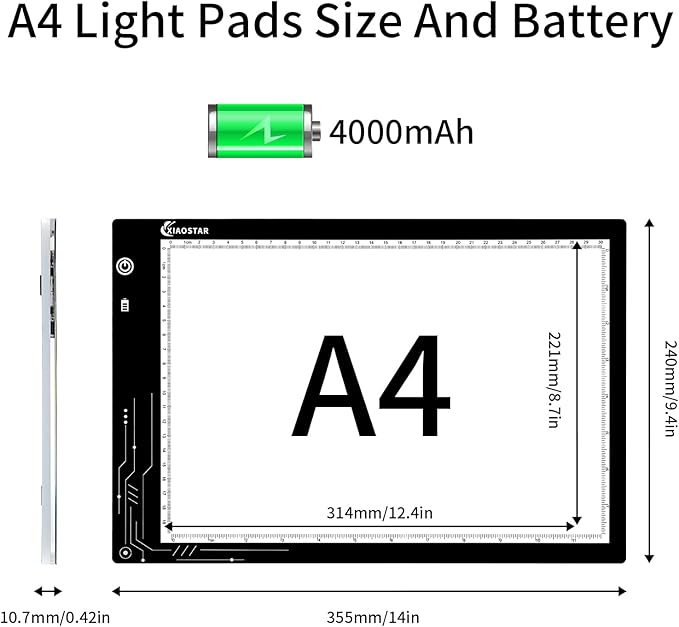 XIAOSTAR Rechargeable Light Box Drawing A4, Tracing Board - Image 2