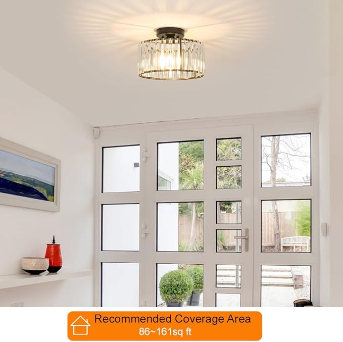 Crystal Ceiling Light Fixture, Modern Semi Flush Mount Ceiling Light, Crystal - Image 2