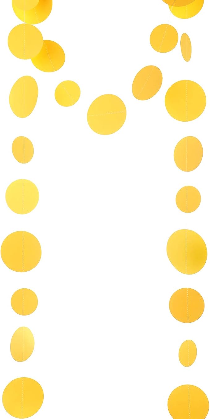 Yellow Paper Garland Circle Dot Party Banner Streamer Backdrop Hanging - Image 3