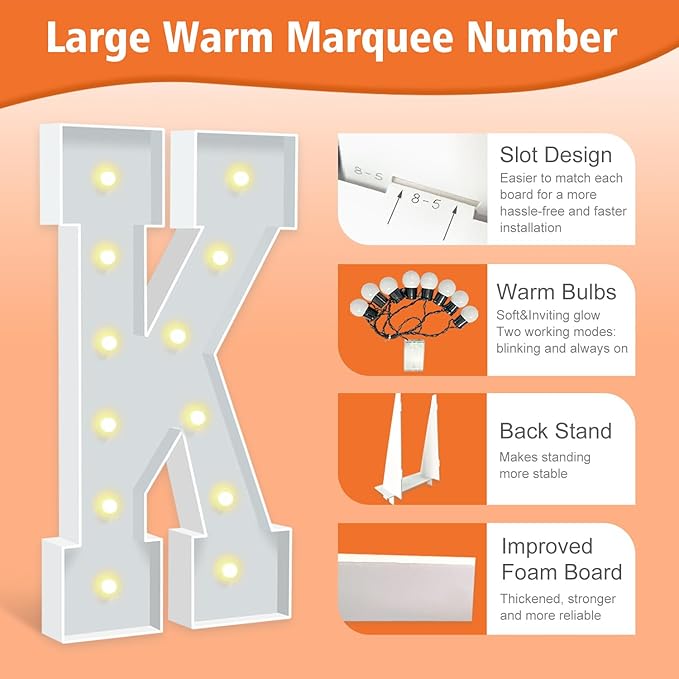 4FT Marquee Letters K, Party Decoration Large Marquee Light Up Letters - Image 3