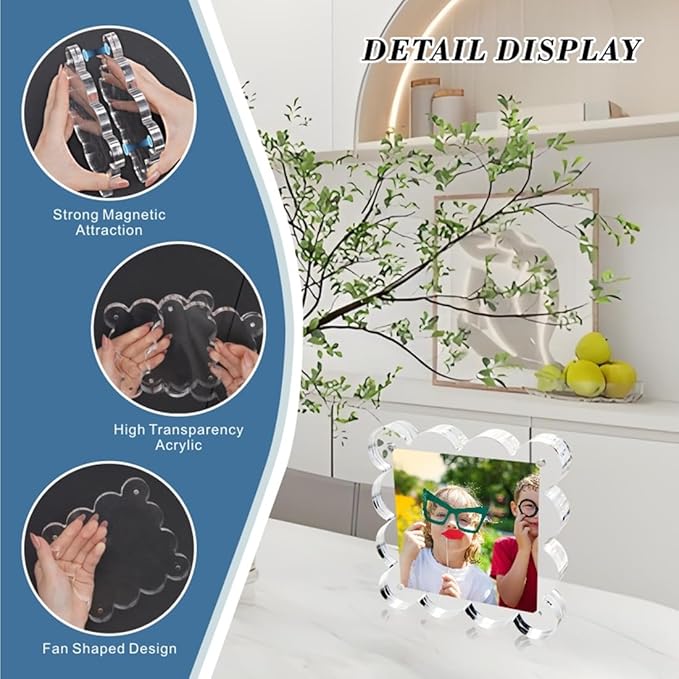 3 Pack 4x4 Inch Magnetic Acrylic Picture Frame, 10+10mm Thick Block, Double - Image 5