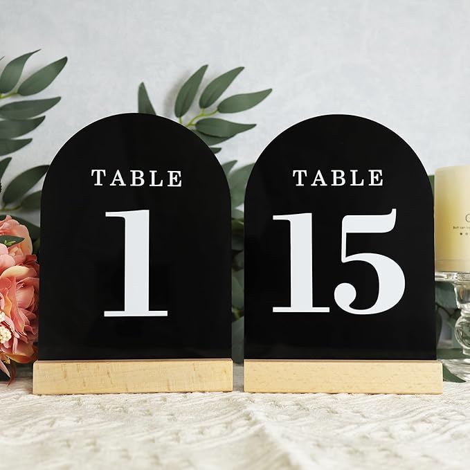Wedding Table Numbers 1-15, Acrylic Arch Signs by ORGANTEAM