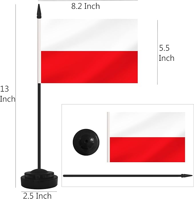 2 Pack Poland Desk Flag Set, Polish Desktop Small Miniature Table Office Flag - Image 2