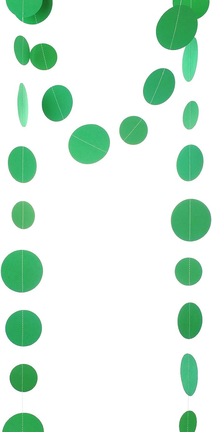 Green Paper Garland Circle Dot Party Banner Streamer Backdrop Hanging - Image 3
