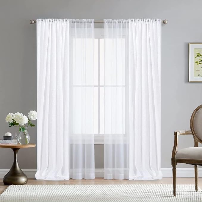 SquarePie Sequin Backdrop Curtain White 2FTx8FT 2 Panels Background - Image 3
