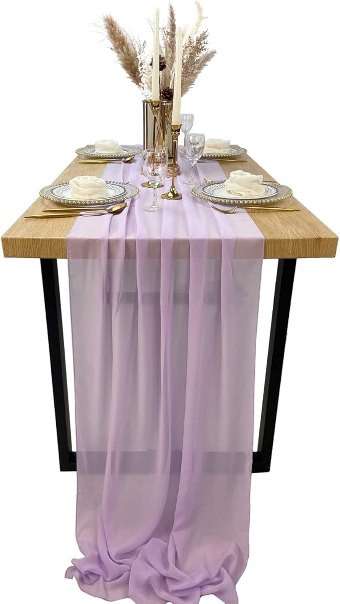 EHLDekol 13ft Lavender Chiffon Table Runner, 29x156 Inches Romantic and Rustic by EHLDekol
