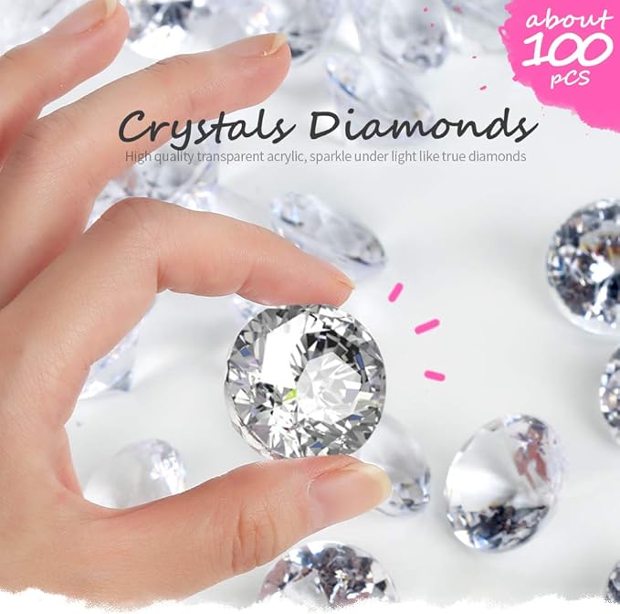 YGDZ Clear Acrylic Diamonds, 30mm Big Clear Crystals Diamond - Image 3