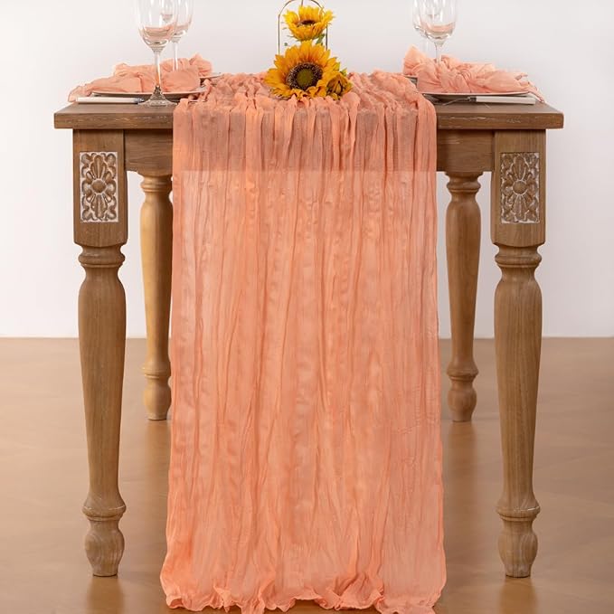 Peach Cheesecloth Table Runner 12 Pack Fall Table Runners Boho Gauze 120 Inches - Image 4