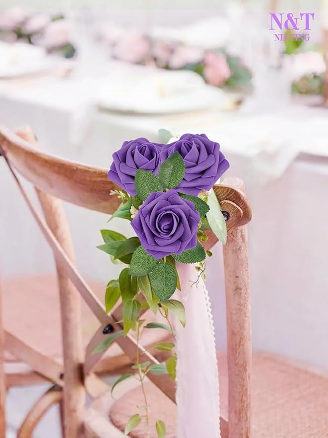 N&T NIETING Artificial Flowers Purple Roses - Image 6