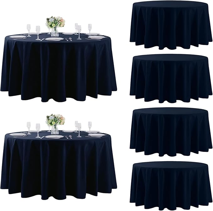 Fokitut 6 Pack Round Tablecloth, 132 Inch, Stain Resistant and Wrinkle by Fokitut