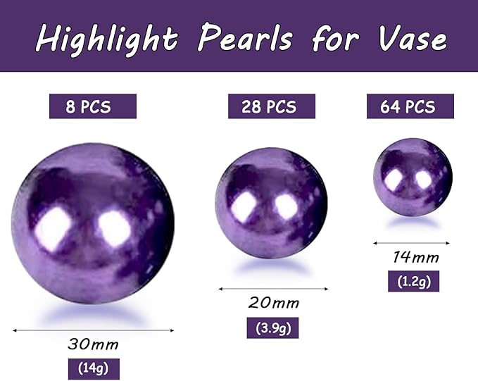 150Pcs Dark Purple Polished No Hole Faux Pearl Beads - Image 2