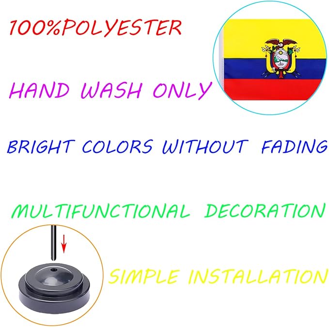 WXTWK 2 Pack Ecuador Flag Ecuador Deluxe Desk Flag Set - Image 3