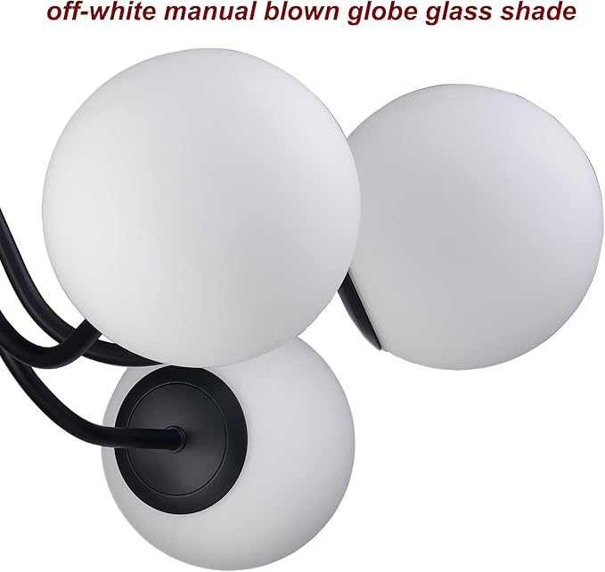 Modern 6-Light Black Metal Semi Flush Mount Ceiling Light - Image 5