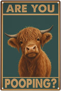 Funny Highland Cow Bathroom Sign by Unknown